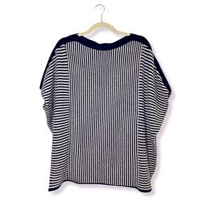 055. Club Monaco 100% Cashmere Blue and Grey Stripe Sweater Top
